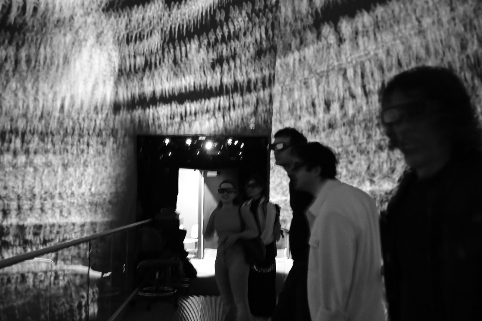 The Golden Boy in the AlloSphere, black and white interior view
